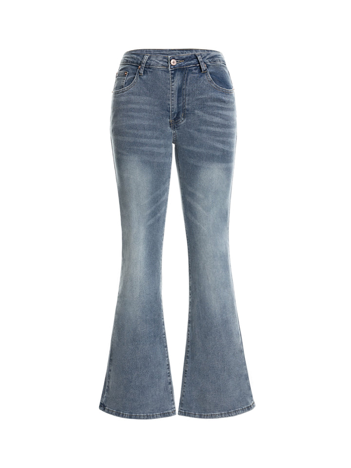 Jeans de mujer larga de bolsillo casual acampanado