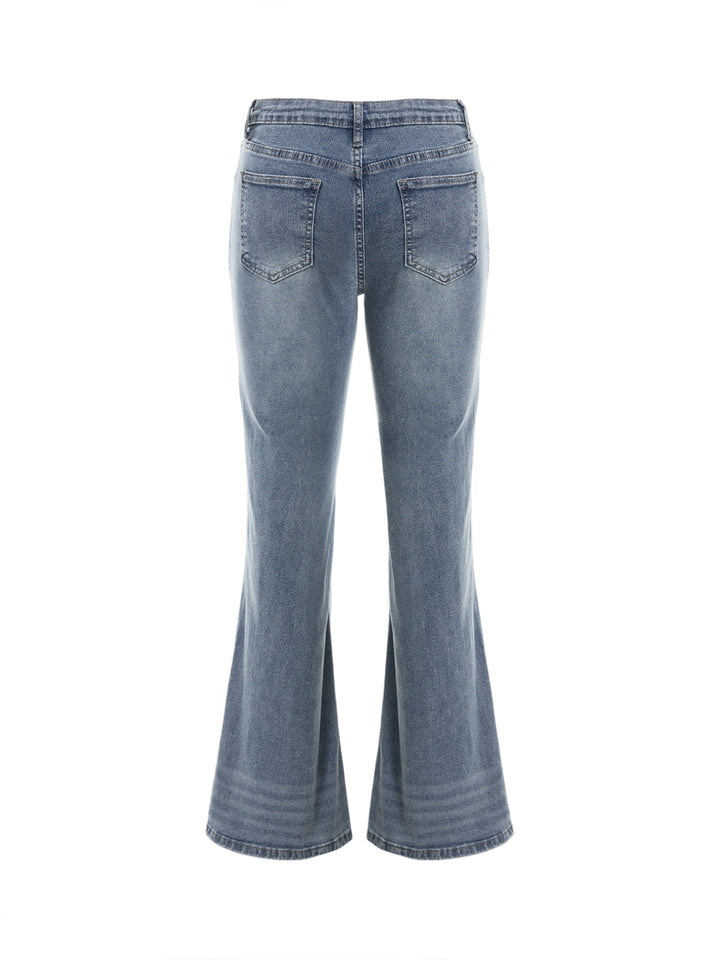 Jeans de mujer larga de bolsillo casual acampanado