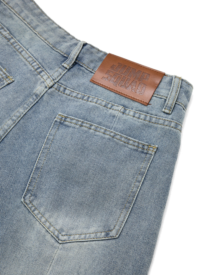 Jeans de mujer larga lavada casual de pierna ancha
