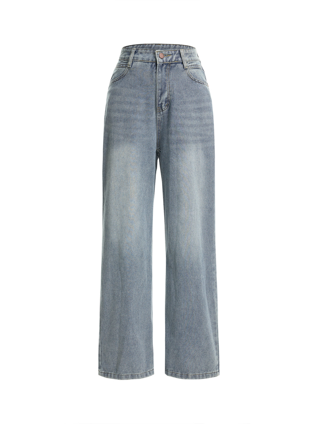 Jeans de mujer larga lavada casual de pierna ancha