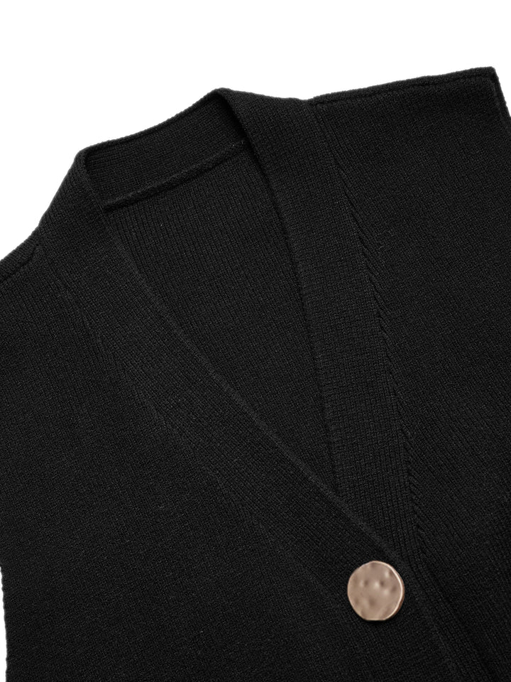 Cardigans de mujeres de mangas regulares con cuello vano V casual V
