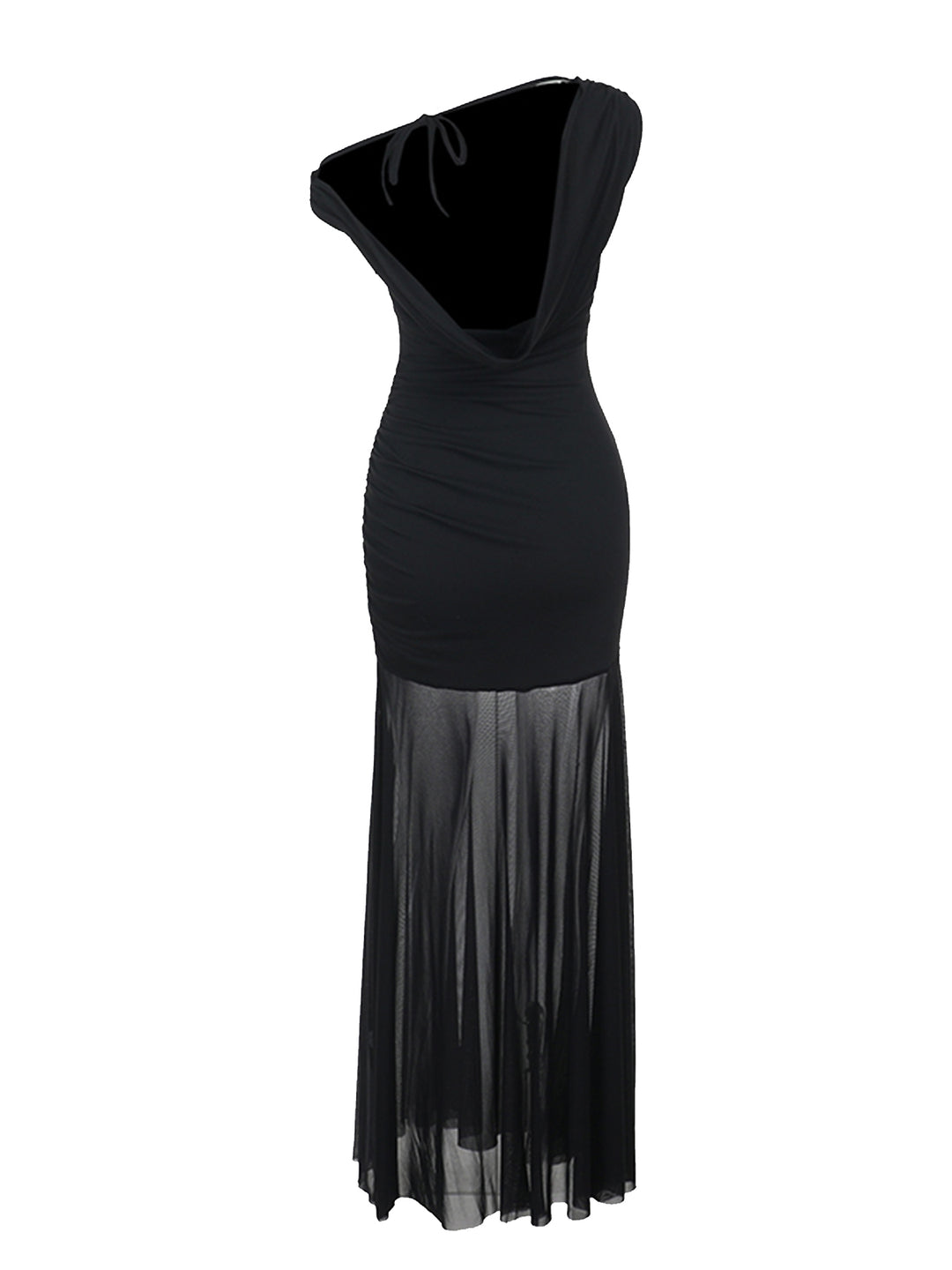 Túnica elegante Vestido de mujeres maxi de cuello asimétrico sin espalda