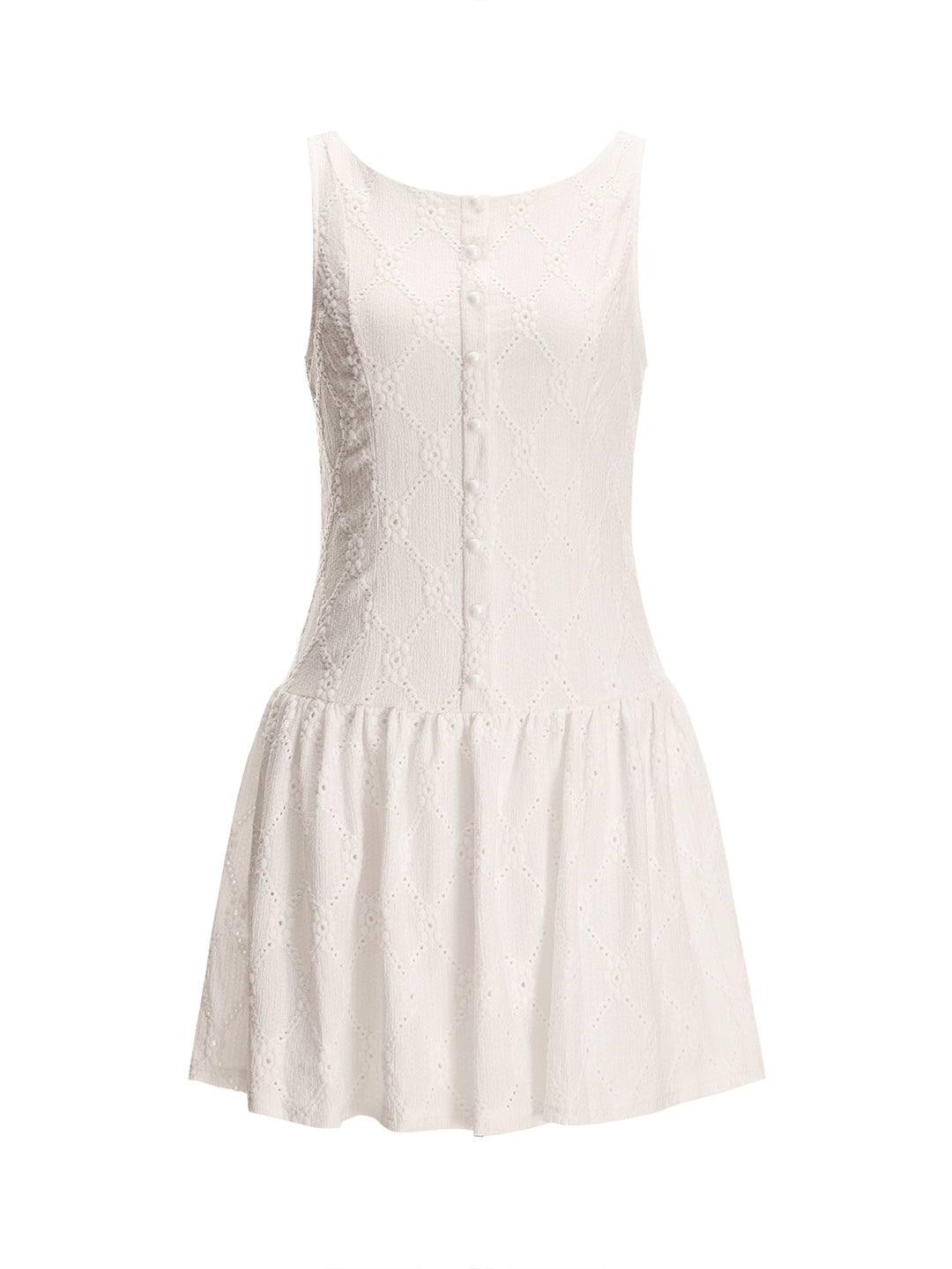 Un botón informal de línea Ruched Ruched Rolfed Round Neck Mini Women Vestido