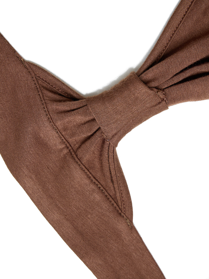 Abito da donna midi a fessura del collo della cavezza annodata.