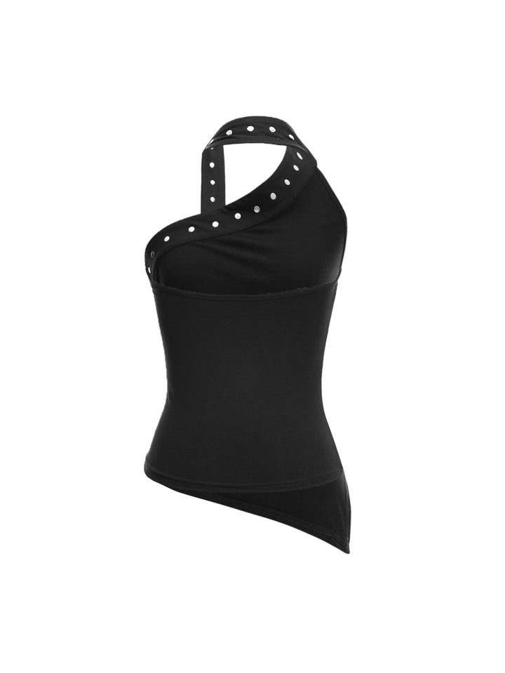 Casual Tie Neck Sleeveless Studded Women Tank Tops and Camis