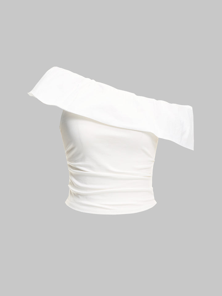 Capelal de tela llanamente empalmante Ruchada Ruchada sin hombro sin mangas 2 formas de usar tops de mujeres