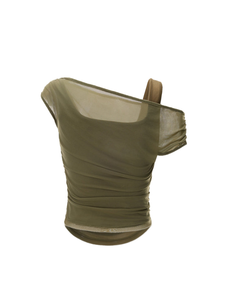 Casual 2 en 1 Top de mujeres asimétricas de cuello asimétrico