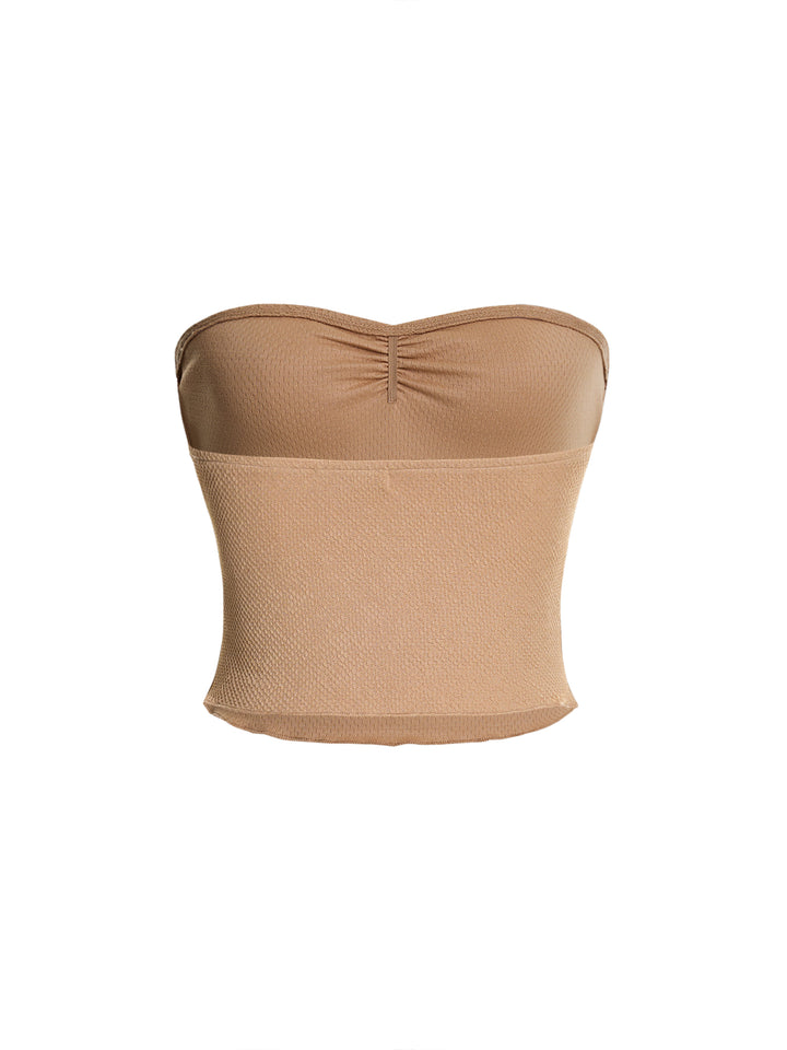 Tela texturizada casual ruchada borde de olla de hem bandeau