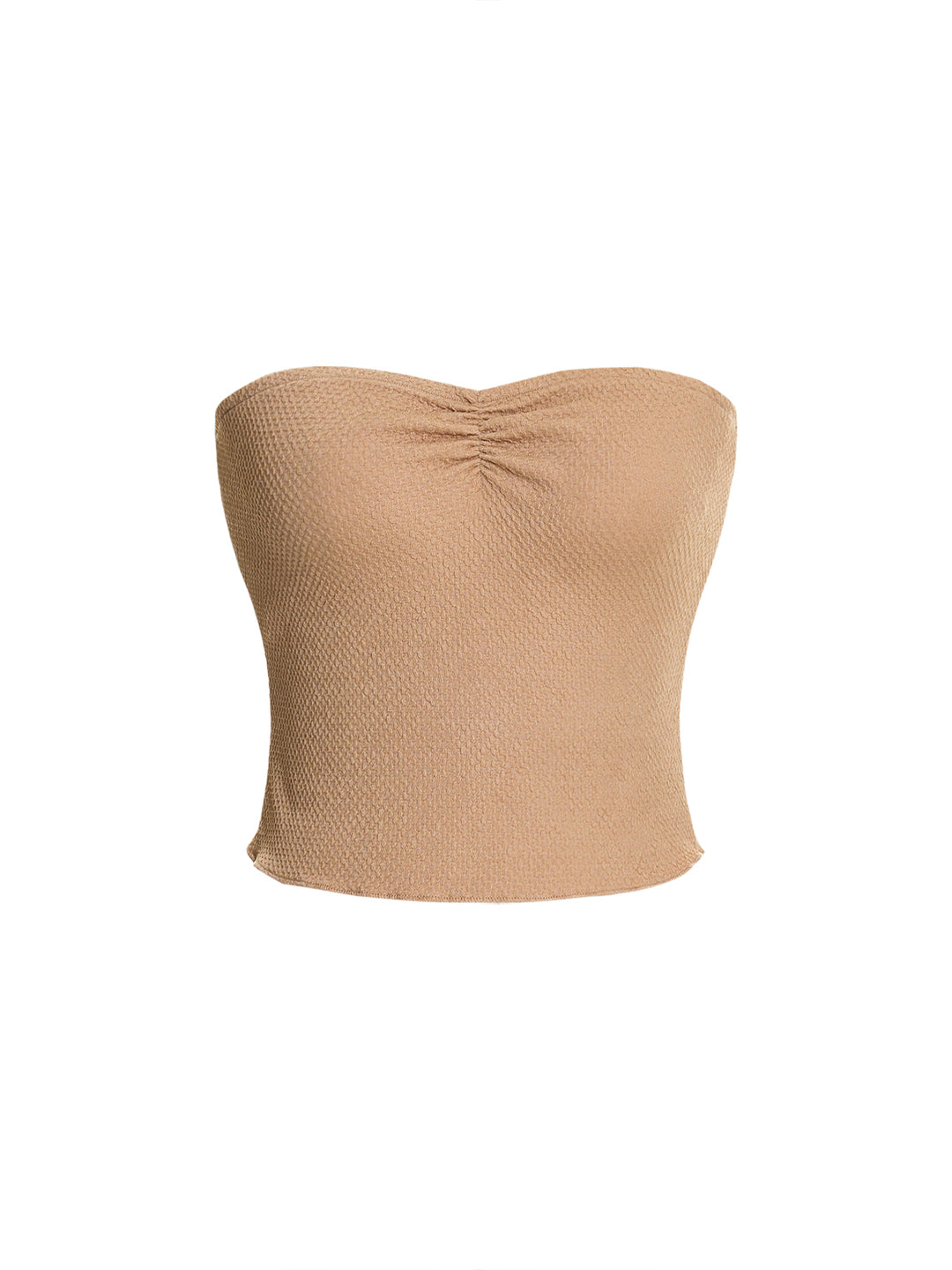 Tela texturizada casual ruchada borde de olla de hem bandeau
