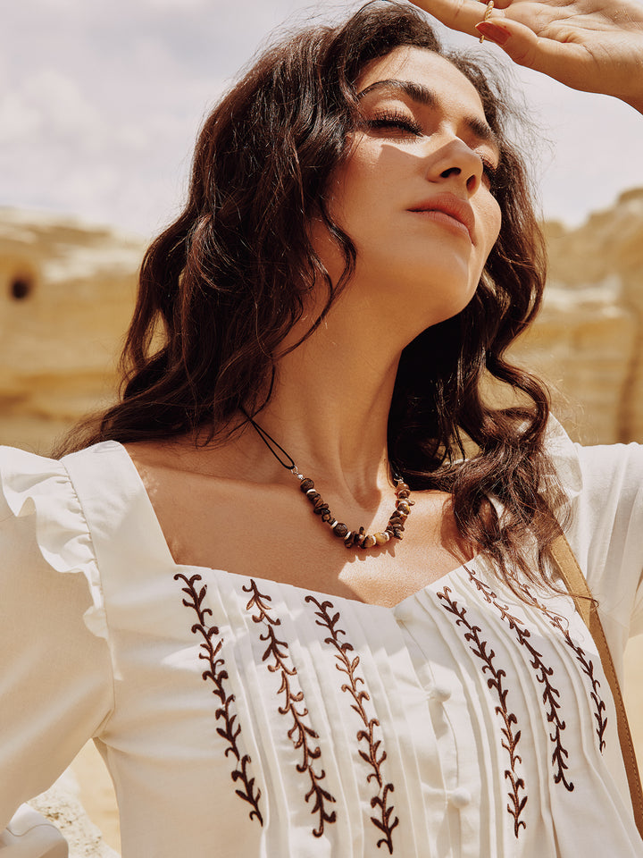 Casual Embroidery Sweetheart Flounce Sleeve Women Blouses