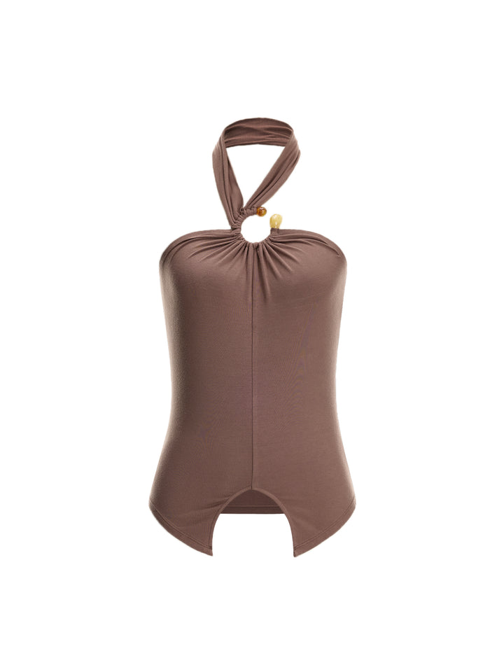 Cami boho con cuentas halter halter women camisetas y camis