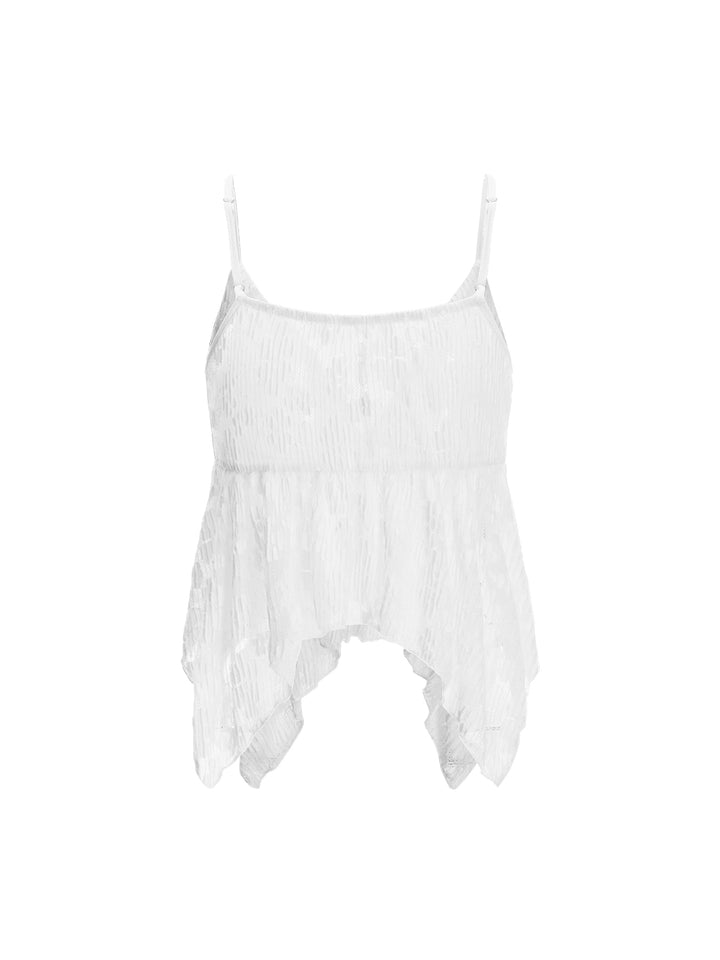 Una línea boho top asimétrica ruchada vla