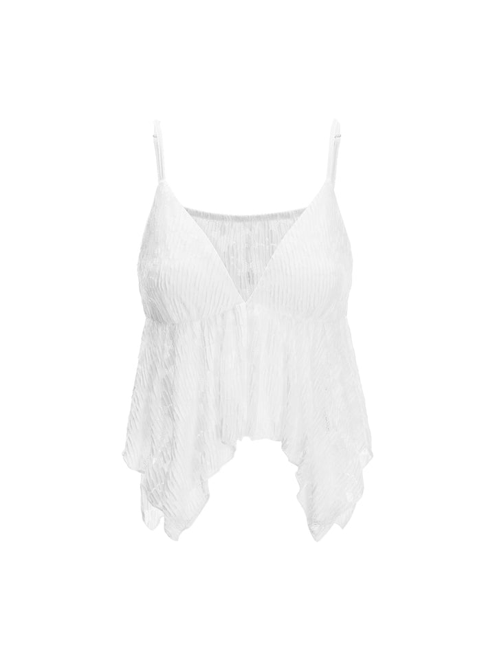 Una línea boho top asimétrica ruchada vla