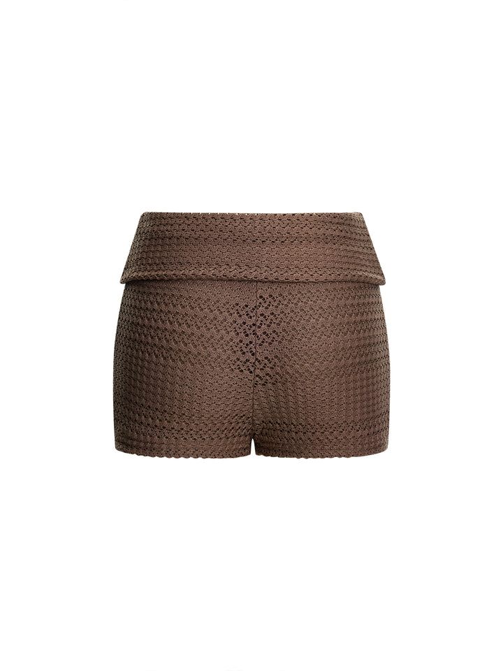 Boho a aleatorio de tejidos texturizados de tejido mini pantalones cortos