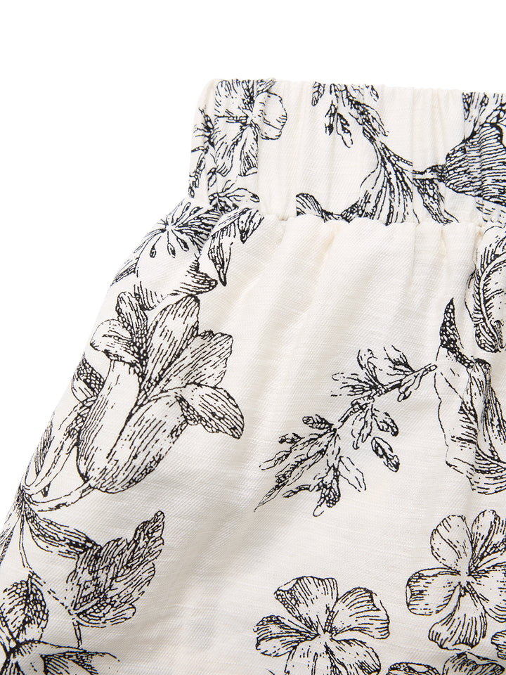 Eine Linie boho florale runde Hals Lange Frauen zweiteilige Outfits