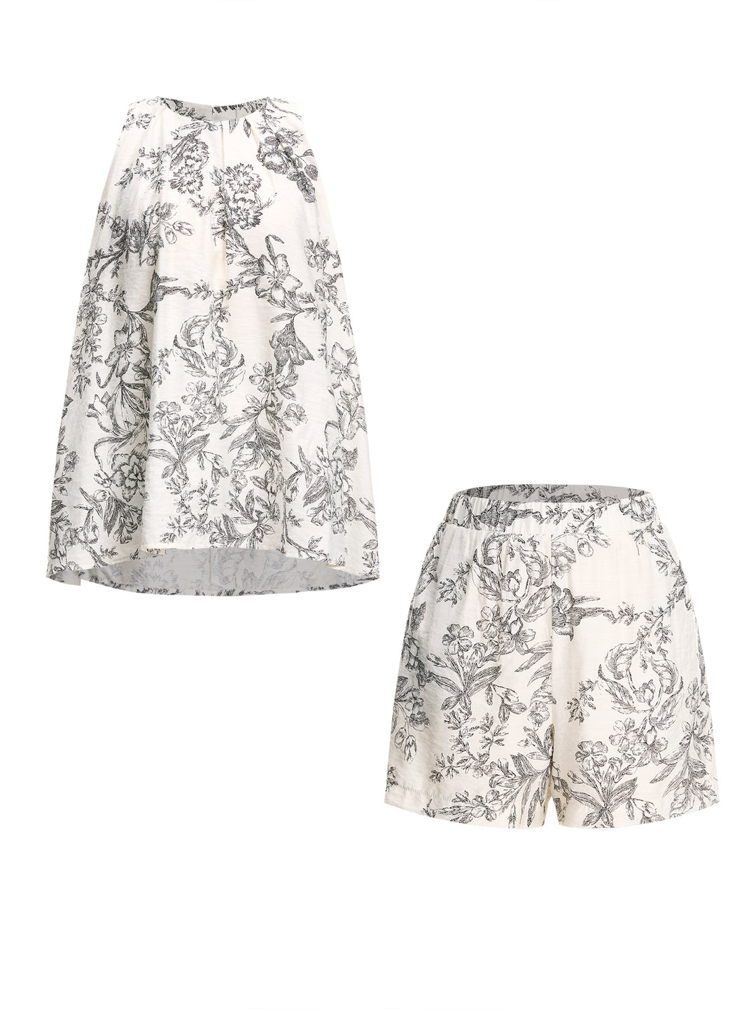 Eine Linie boho florale runde Hals Lange Frauen zweiteilige Outfits