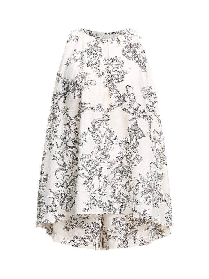 Eine Linie boho florale runde Hals Lange Frauen zweiteilige Outfits