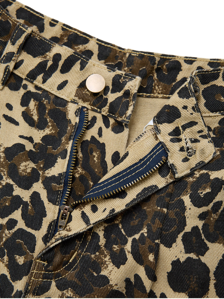 Holgado de leopardo casual estampado de mujeres largas jeans