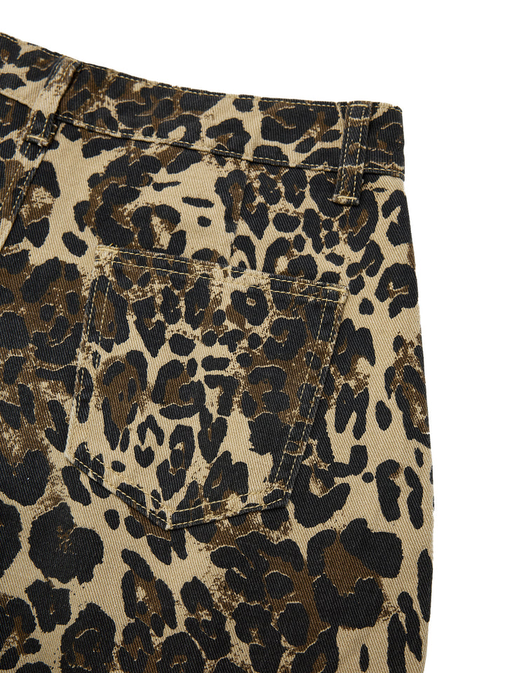 Holgado de leopardo casual estampado de mujeres largas jeans