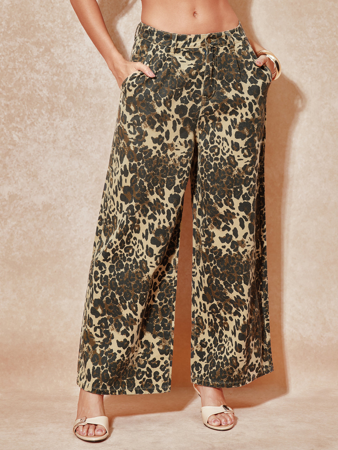 Holgado de leopardo casual estampado de mujeres largas jeans