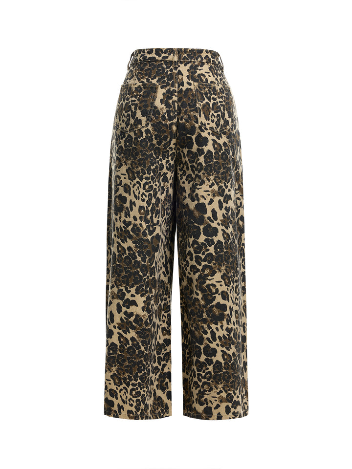 Holgado de leopardo casual estampado de mujeres largas jeans