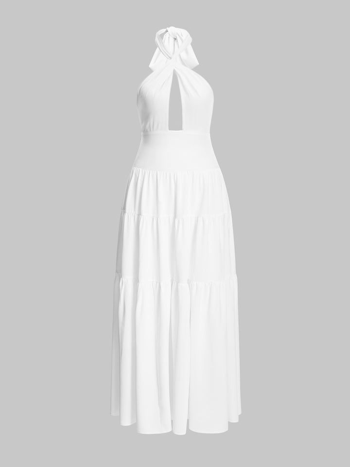 Boho Plain Halter régulier haute taille sans manches