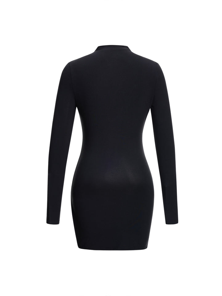 Nou à entonnoir nature décontracté mini-robes à manches longues