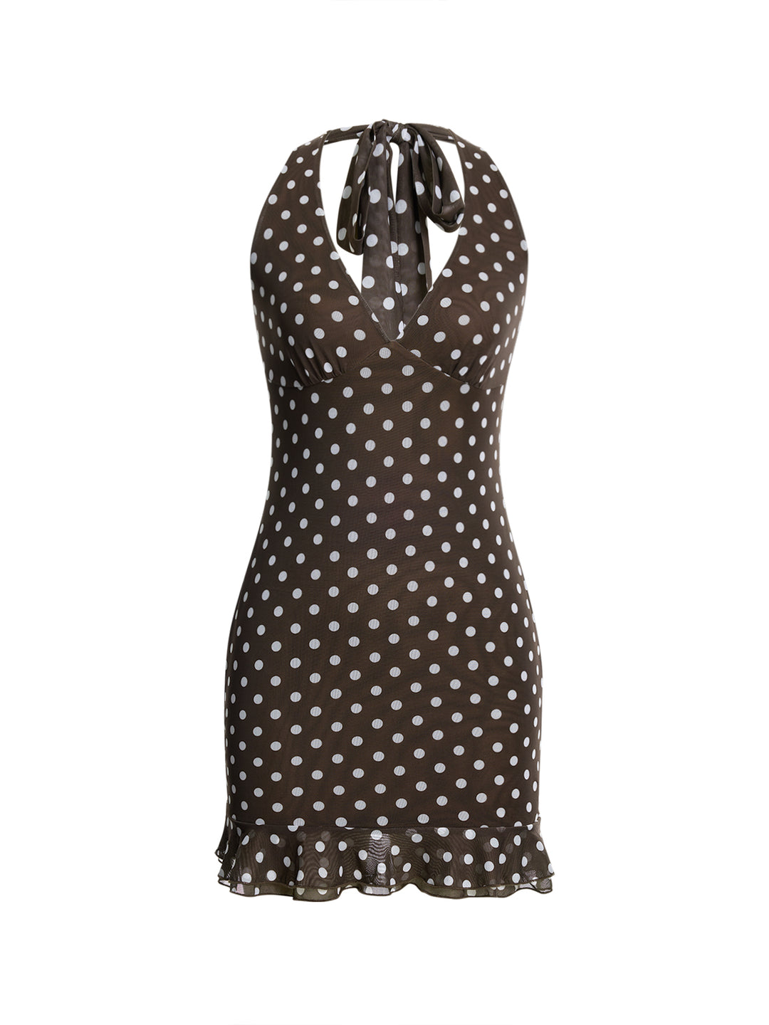 Malla elegante lunka lunka -back back back ruffle atado un mini vestido de línea