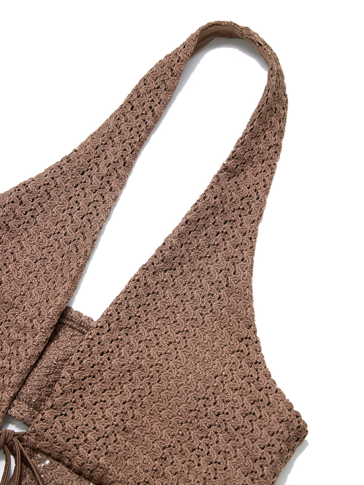 Tela texturizada de crochet atada a las hendiduras de hendidura de hendidura