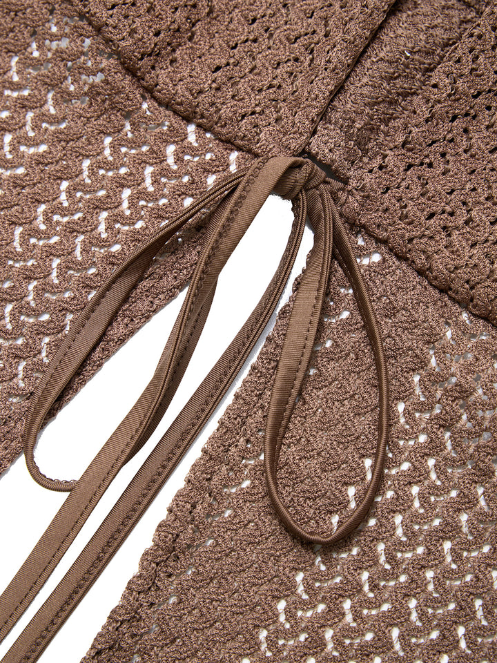 Tela texturizada de crochet atada a las hendiduras de hendidura de hendidura