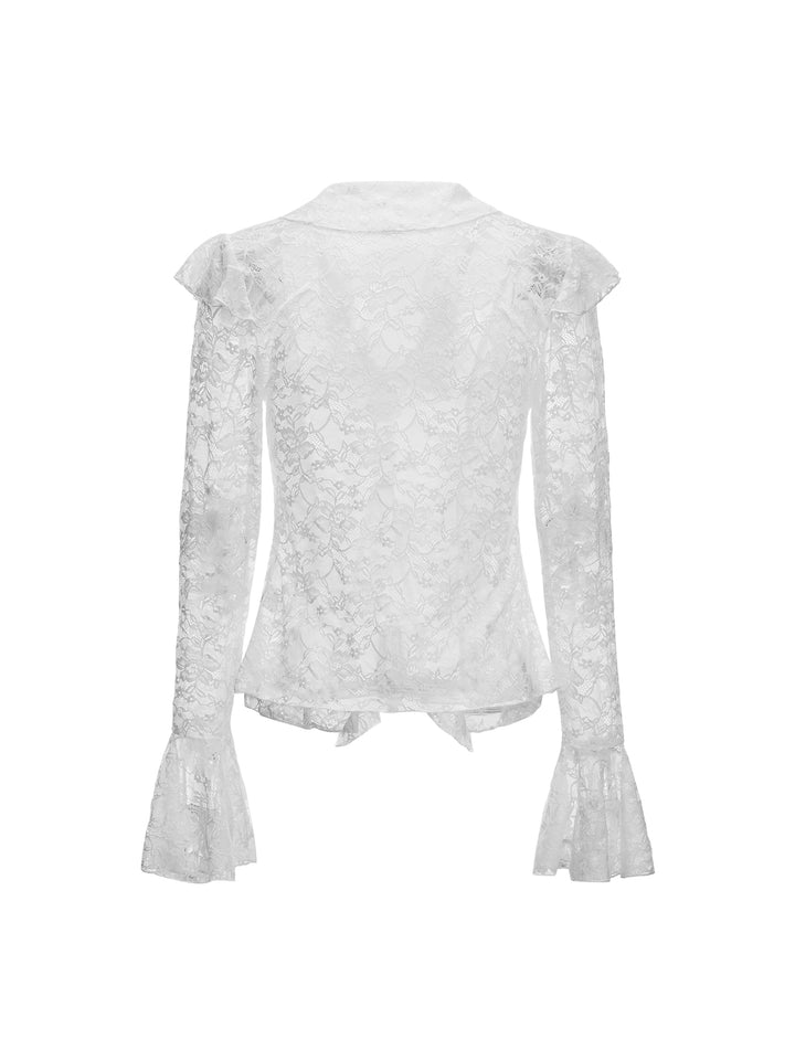Boho Blumen Rüsche gegen Halsglockenhülle Lange Frauen Bluse
