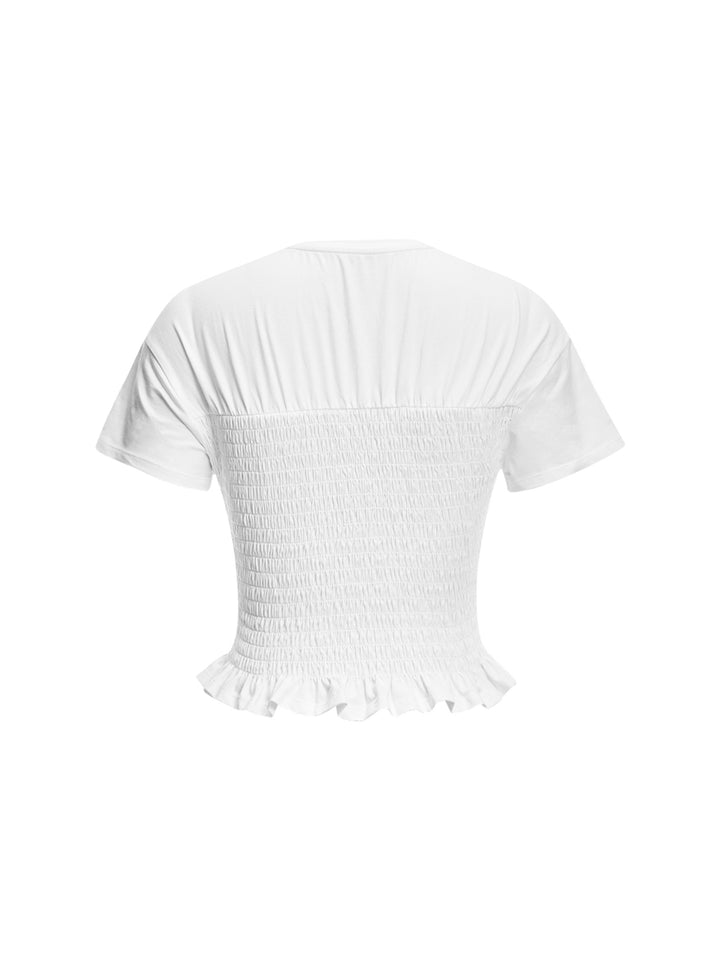 Casual Plain Round Neck Short Sleeve Women T-shirt