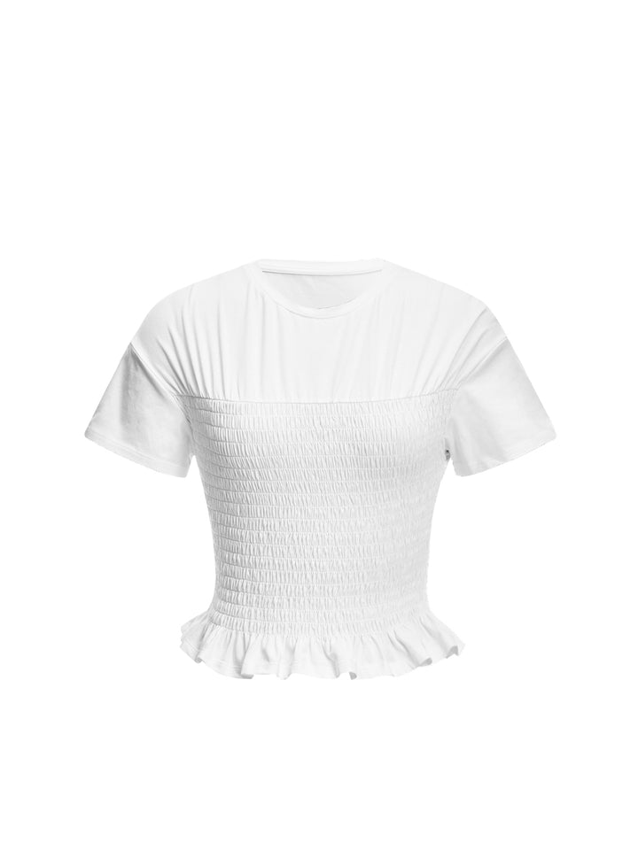 Casual Plain Round Neck Short Sleeve Women T-shirt